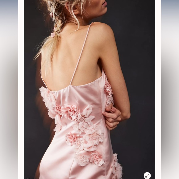 Free People LoveShackFancy Mensa 3D Cascading Rosette Satin Mini Dress - Picture 4 of 8